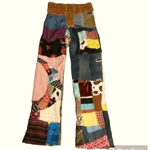 Patchwork highrise pants